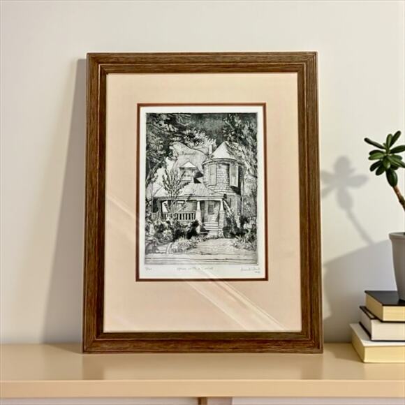 Frank Stack Etching "House With a Turret"-Signed-Numbered-Framed-Print-Fine Art - Picture 1 of 11
